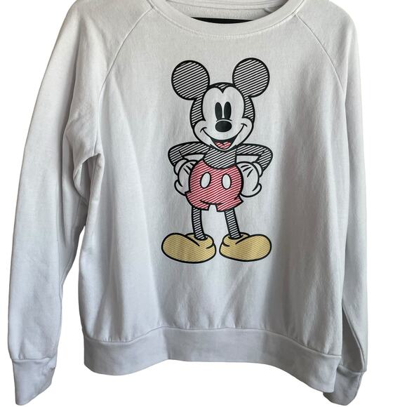 Disney Sweatshirt Juniors 19 2X White Fleece Mickey Mouse Graphic Sketch Cozy - Picture 5 of 10